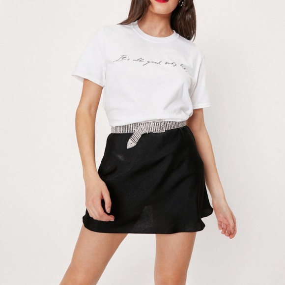 NWT nasty gal It’s all good baby baby scripty font graphic print T-shirt M - Picture 6 of 8